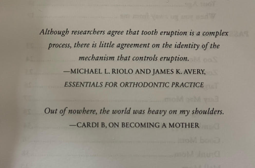 Epigraph featuring quotes from Essentials for Orthodontic Practice and Cardi B