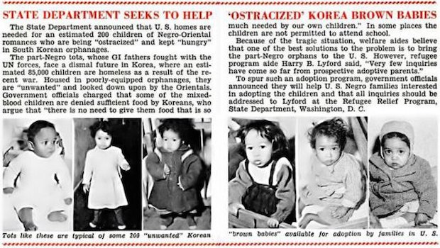 Clipping from a 1955 Jet Magazine ad featuring mixed race Korean Black children