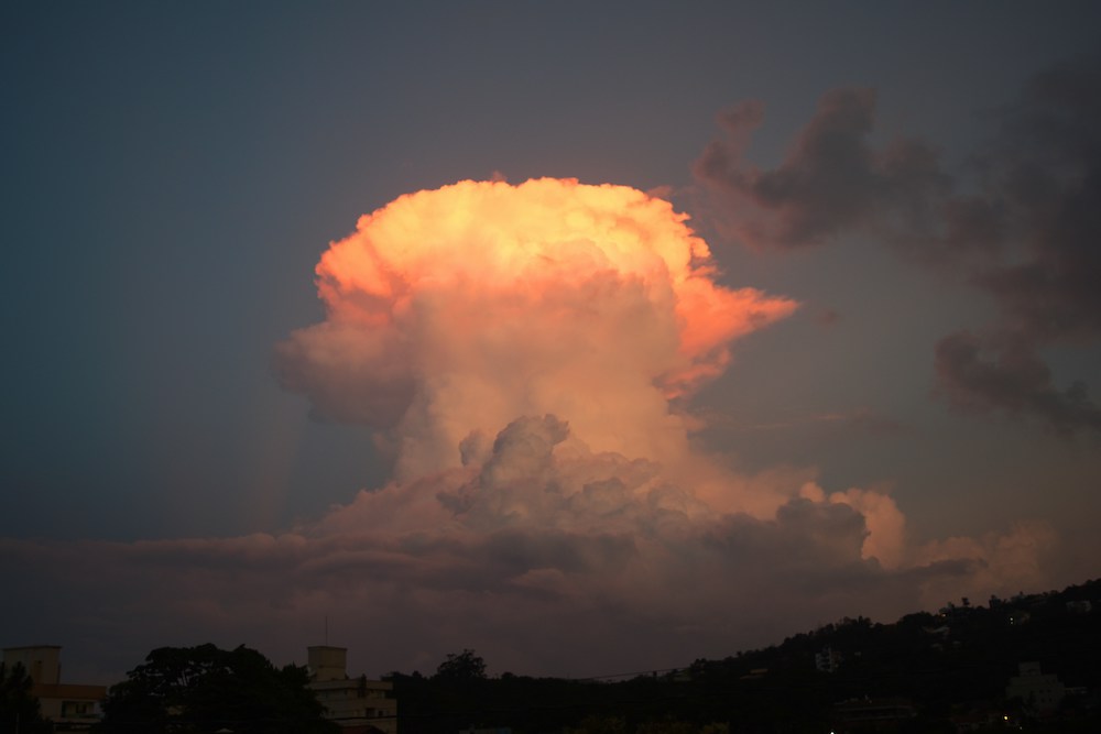 Mushroom cloud against a dark sky